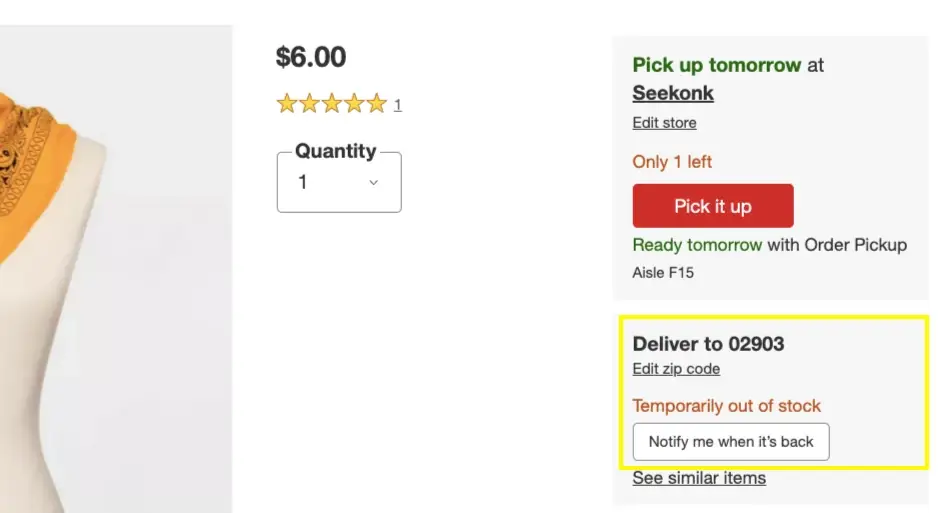 E-commerce product page showing delivery options for an item. An important website optimisation strategy for sales.