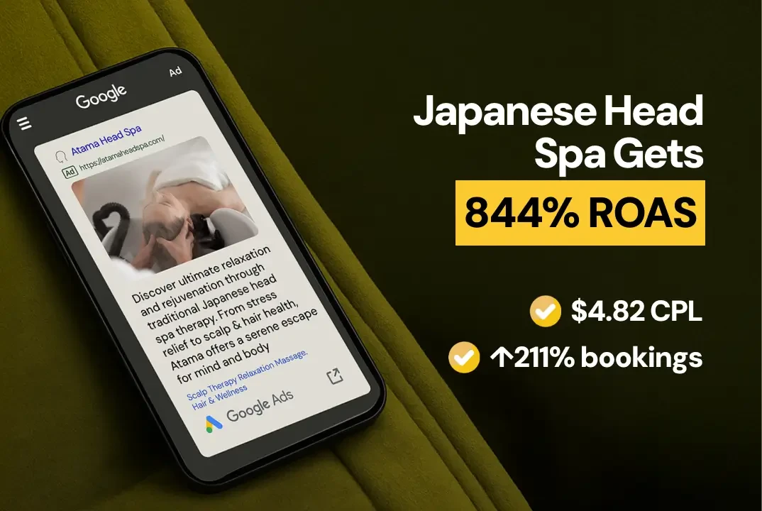 How this Japanese head spa got 844% ROAS and 211% more bookings