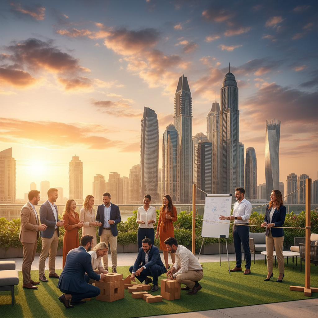 Corporate team building event in a modern UAE setting